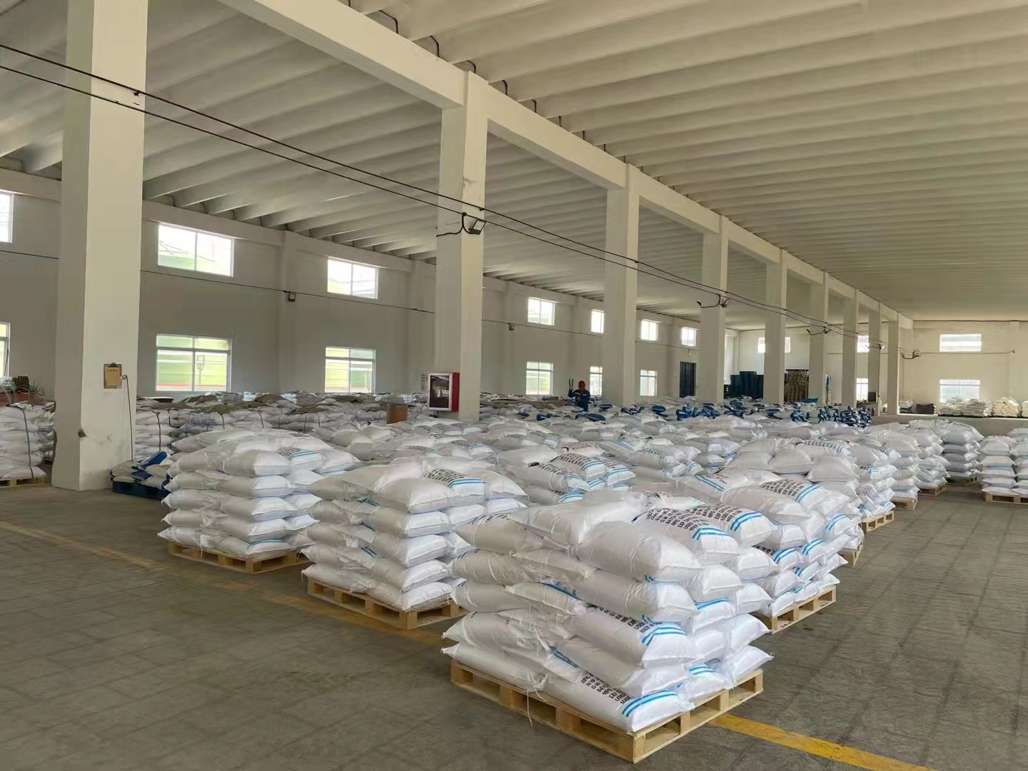 Bagged chemical products in the warehouse