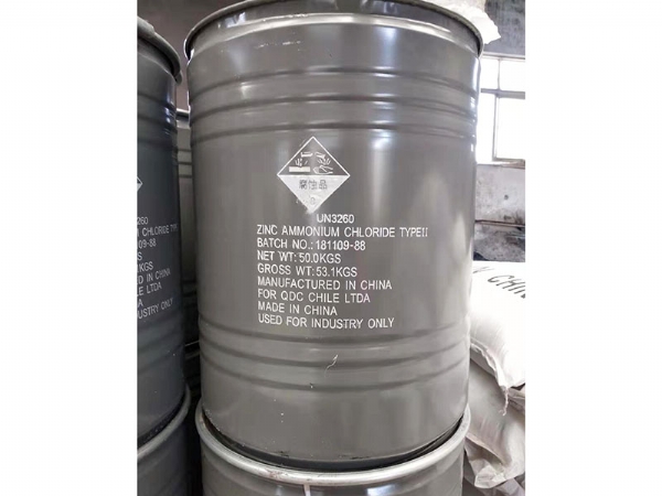 Zinc ammonium chloride in a metal drum